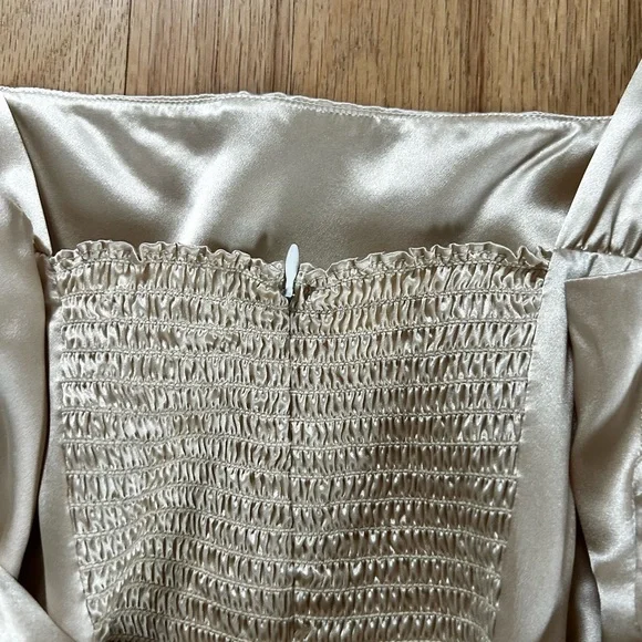 REFORMATION riviera silk mini dress bow back champagne romantic bride size 8 - Picture 11 of 14